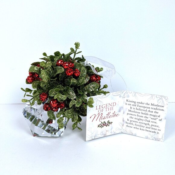 Ganz Kissing Krystal Acrylic Christmas Mistletoe Ornament with Hanger Large NWT - Picture 2 of 4
